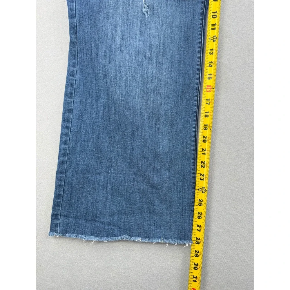 Lane Bryant Wide Leg Denim Jeans Womens 22P Petite (42x28) Raw Hem Medium Wash